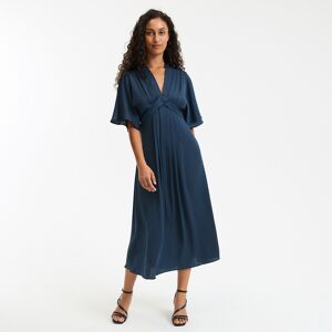 La Redoute Vestido largo evasé, escote en pico, mangas hasta el codo. Talla 36. Color La Redoute Vestido largo evasé, escote en pico, mangas hasta el codo. Talla 36. Color