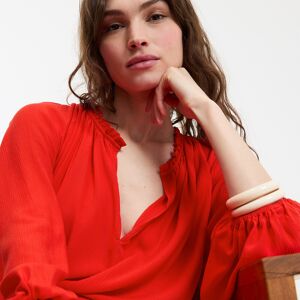 La Redoute Blusa de crepón con escote en pico y mangas 3/4. Talla 36. Color La Redoute Blusa de crepón con escote en pico y mangas 3/4. Talla 36. Color
