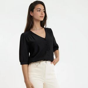 La Redoute Blusa fluida, cuello en V, manga corta. Talla L. Color La Redoute Blusa fluida, cuello en V, manga corta. Talla L. Color