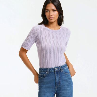 La Redoute Jersey de manga corta y cuello redondo de punto pointelle. Talla S. Color La Redoute Jersey de manga corta y cuello redondo de punto pointelle. Talla S. Color