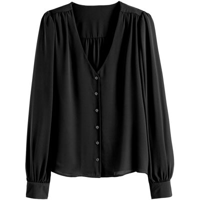 La Redoute Blusa con cuello de pico, de manga larga. Talla 34. Color La Redoute Blusa con cuello de pico, de manga larga. Talla 34. Color