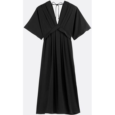 La Redoute Vestido largo evasé, escote en pico, mangas hasta el codo. Talla 42. Color La Redoute Vestido largo evasé, escote en pico, mangas hasta el codo. Talla 42. Color