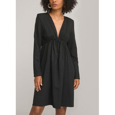 La Redoute Vestido evasé corto, cuello de pico, manga larga. Talla 34. Color La Redoute Vestido evasé corto, cuello de pico, manga larga. Talla 34. Color