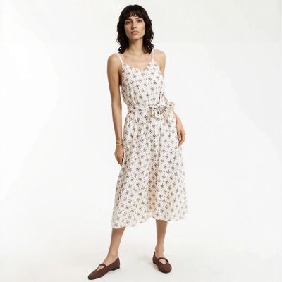 La Redoute Vestido midi estampado con tirantes finos y escote en pico. Talla 46. Color La Redoute Vestido midi estampado con tirantes finos y escote en pico. Talla 46. Color