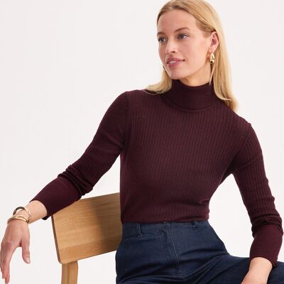 ANNE WEYBURN Jersey de cuello redondo de punto de canalé fino en mezcla de lana. Color ANNE WEYBURN Jersey de cuello redondo de punto de canalé fino en mezcla de lana. Color