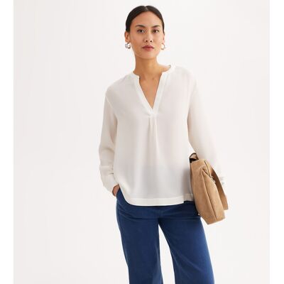 ANNE WEYBURN Blusa de seda, cuello en pico, manga larga. Color ANNE WEYBURN Blusa de seda, cuello en pico, manga larga. Color