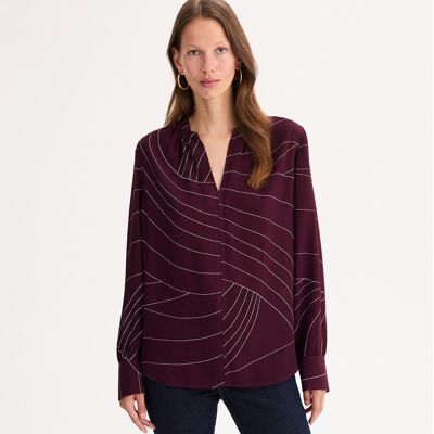 ANNE WEYBURN Blusa con cuello tunecino, estampado gráfico. Color ANNE WEYBURN Blusa con cuello tunecino, estampado gráfico. Color