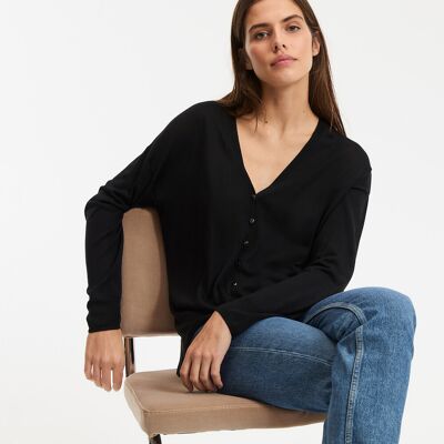 La Redoute Chaqueta de punto fino con cuello de pico y cierre de botones. Talla XL. Color La Redoute Chaqueta de punto fino con cuello de pico y cierre de botones. Talla XL. Color