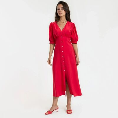 La Redoute Vestido largo, escote en pico, mangas al codo. Talla XS. Color La Redoute Vestido largo, escote en pico, mangas al codo. Talla XS. Color