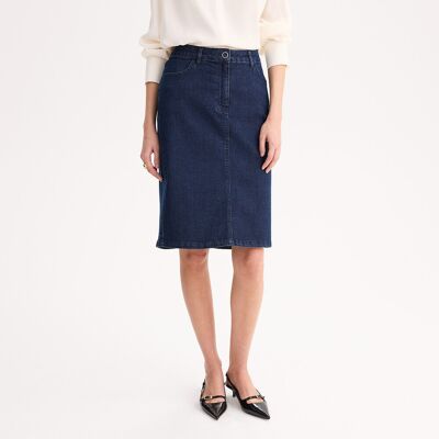 ANNE WEYBURN Falda recta de denim elástico, semilarga. Color ANNE WEYBURN Falda recta de denim elástico, semilarga. Color