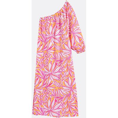 La Redoute Vestido largo asimétrico con una manga larga, estampado. Talla XS. Color La Redoute Vestido largo asimétrico con una manga larga, estampado. Talla XS. Color