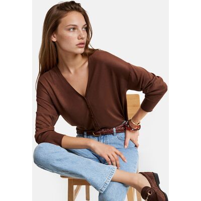 La Redoute Chaqueta de punto fino con cuello de pico y cierre de botones. Talla S. Color La Redoute Chaqueta de punto fino con cuello de pico y cierre de botones. Talla S. Color