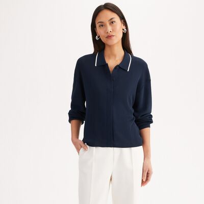 ANNE WEYBURN Chaqueta de punto fino con cuello de polo y botones. Color ANNE WEYBURN Chaqueta de punto fino con cuello de polo y botones. Color