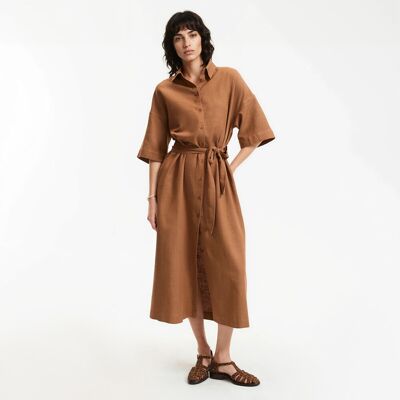 La Redoute Vestido camisero largo con cinturón y mangas al codo. Talla XS. Color La Redoute Vestido camisero largo con cinturón y mangas al codo. Talla XS. Color