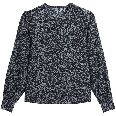 La Redoute Blusa estampada, cuello redondo, manga larga. Talla 38. Color La Redoute Blusa estampada, cuello redondo, manga larga. Talla 38. Color