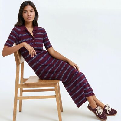 La Redoute Vestido lápiz largo de punto a rayas, manga corta. Talla M. Color La Redoute Vestido lápiz largo de punto a rayas, manga corta. Talla M. Color