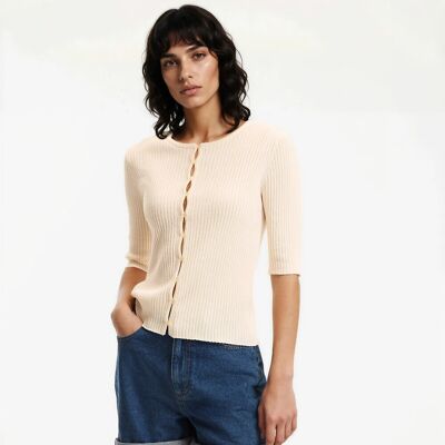 La Redoute Jersey de cuello redondo de punto de canalé fino, mezcla de lana y algodón. Talla XS. Color La Redoute Jersey de cuello redondo de punto de canalé fino, mezcla de lana y algodón. Talla XS. Color