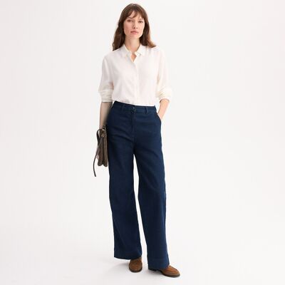 ANNE WEYBURN Pantalones acampanados de algodón elástico, con bolsillos italianos. Color ANNE WEYBURN Pantalones acampanados de algodón elástico, con bolsillos italianos. Color