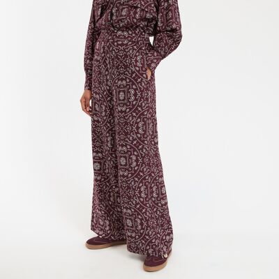 La Redoute Pantalón ancho de talle alto con estampados paisley. Talla 42. Color La Redoute Pantalón ancho de talle alto con estampados paisley. Talla 42. Color