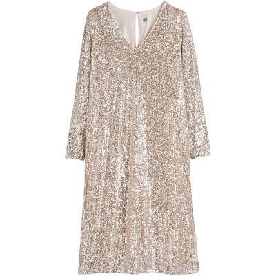 La Redoute Vestido midi de lentejuelas de manga larga. Talla 34. Color La Redoute Vestido midi de lentejuelas de manga larga. Talla 34. Color
