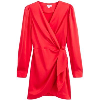 La Redoute Vestido corto, cruzado, manga larga. Talla 38. Color La Redoute Vestido corto, cruzado, manga larga. Talla 38. Color