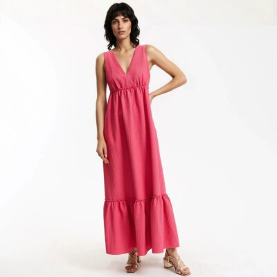 La Redoute Vestido largo sin mangas, con cuello en pico y volante. Talla 46. Color La Redoute Vestido largo sin mangas, con cuello en pico y volante. Talla 46. Color