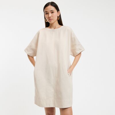La Redoute Vestido evasé vaquero, de manga corta. Talla L. Color La Redoute Vestido evasé vaquero, de manga corta. Talla L. Color