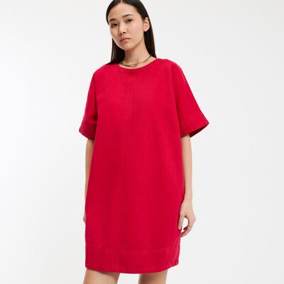 La Redoute Vestido evasé vaquero, de manga corta. Talla L. Color La Redoute Vestido evasé vaquero, de manga corta. Talla L. Color