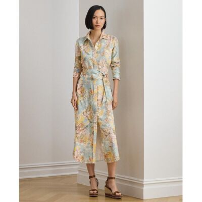 LAUREN RALPH LAUREN Vestido camisero de manga larga de lino con estampado de flores. Color LAUREN RALPH LAUREN Vestido camisero de manga larga de lino con estampado de flores. Color