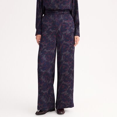 ANNE WEYBURN Pantalón ancho estampado, talle alto. Color ANNE WEYBURN Pantalón ancho estampado, talle alto. Color