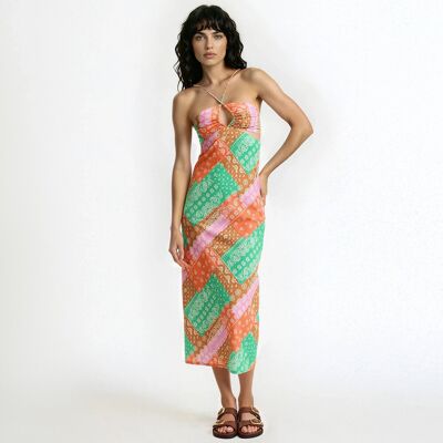 La Redoute Vestido midi sin tirantes con estampado paisley. Talla 34. Color La Redoute Vestido midi sin tirantes con estampado paisley. Talla 34. Color