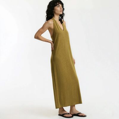 La Redoute Vestido largo sin mangas de lino y viscosa. Talla XS. Color La Redoute Vestido largo sin mangas de lino y viscosa. Talla XS. Color
