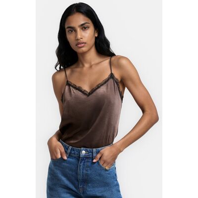 La Redoute Top de satén con tirantes finos y encaje. Talla 42. Color La Redoute Top de satén con tirantes finos y encaje. Talla 42. Color