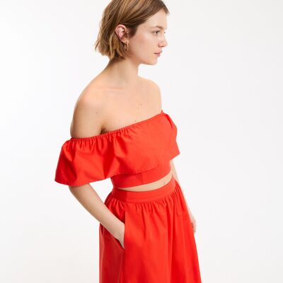 La Redoute Top corto sin tirantes con volante. Talla 42. Color La Redoute Top corto sin tirantes con volante. Talla 42. Color