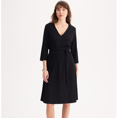 ANNE WEYBURN Vestido evasé de punto, largo hasta la rodilla, con mangas 3/4. Color ANNE WEYBURN Vestido evasé de punto, largo hasta la rodilla, con mangas 3/4. Color