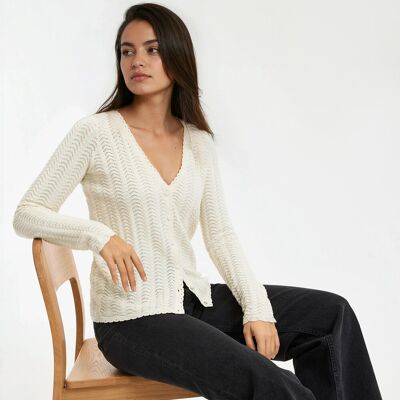 La Redoute Chaqueta de punto fino con cuello de pico y cierre de botones. Talla XS. Color La Redoute Chaqueta de punto fino con cuello de pico y cierre de botones. Talla XS. Color