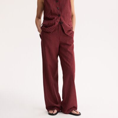 ANNE WEYBURN Pantalón ancho a rayas de lino y viscosa. Color ANNE WEYBURN Pantalón ancho a rayas de lino y viscosa. Color