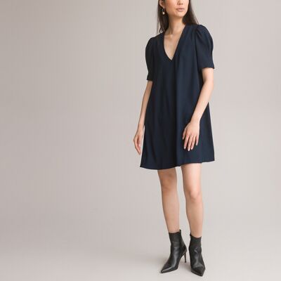 La Redoute Vestido corto, cuello de pico, manga corta. Talla 36. Color La Redoute Vestido corto, cuello de pico, manga corta. Talla 36. Color