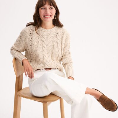 ANNE WEYBURN Jersey de punto grueso y trenzado con efecto brillante. Color ANNE WEYBURN Jersey de punto grueso y trenzado con efecto brillante. Color