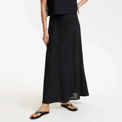 La Redoute Falda larga evasé de viscosa y lino. Talla 34. Color La Redoute Falda larga evasé de viscosa y lino. Talla 34. Color