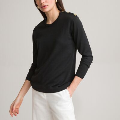 ANNE WEYBURN Jersey de cuello redondo de punto fino, lana mezclada. Color ANNE WEYBURN Jersey de cuello redondo de punto fino, lana mezclada. Color