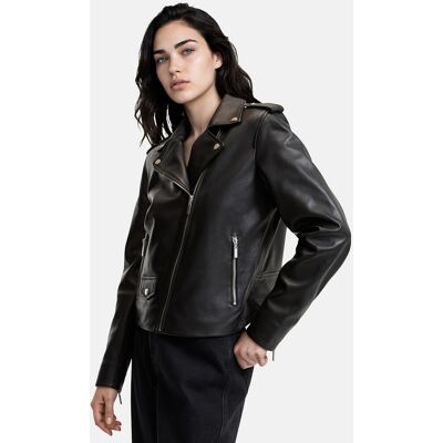 La Redoute Cazadora de cuero de estilo motero con cremallera. Talla 34. Color La Redoute Cazadora de cuero de estilo motero con cremallera. Talla 34. Color