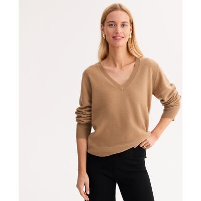 ANNE WEYBURN Jersey de cachemira con cuello en V, punto fino. Color ANNE WEYBURN Jersey de cachemira con cuello en V, punto fino. Color