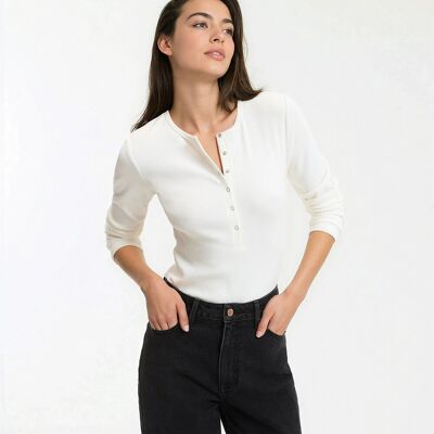 La Redoute Camiseta con cuello tunecino y manga larga. Talla XS. Color La Redoute Camiseta con cuello tunecino y manga larga. Talla XS. Color