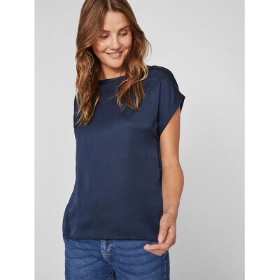 VILA Camiseta satinada, cuello redondo. Color VILA Camiseta satinada, cuello redondo. Color