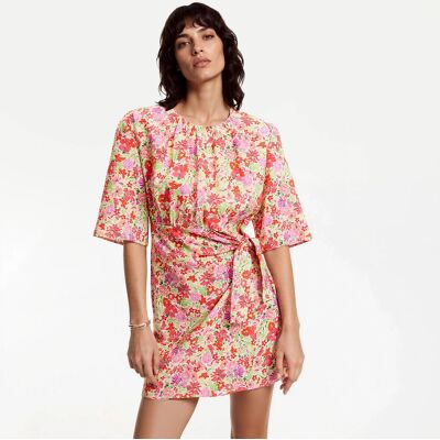La Redoute Vestido de manga corta con estampados florales y lazo. Talla 50. Color La Redoute Vestido de manga corta con estampados florales y lazo. Talla 50. Color