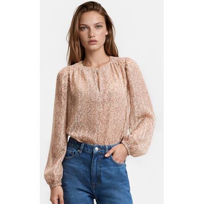 La Redoute Blusa de cuello redondo y manga larga, estampado de flores. Talla XS. Color La Redoute Blusa de cuello redondo y manga larga, estampado de flores. Talla XS. Color