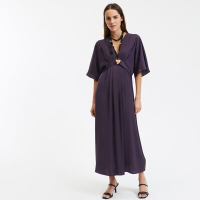 La Redoute Vestido largo evasé, escote en pico, mangas hasta el codo. Talla 38. Color La Redoute Vestido largo evasé, escote en pico, mangas hasta el codo. Talla 38. Color