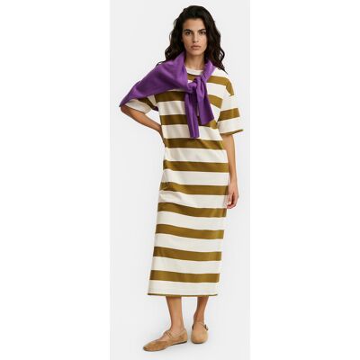 La Redoute Vestido largo de rayas con botones y de manga corta. Talla XS. Color La Redoute Vestido largo de rayas con botones y de manga corta. Talla XS. Color