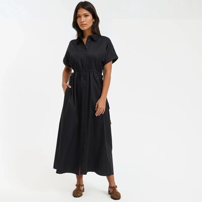 La Redoute Vestido largo ceñido en la cintura, cuello camisero. Talla XL. Color La Redoute Vestido largo ceñido en la cintura, cuello camisero. Talla XL. Color